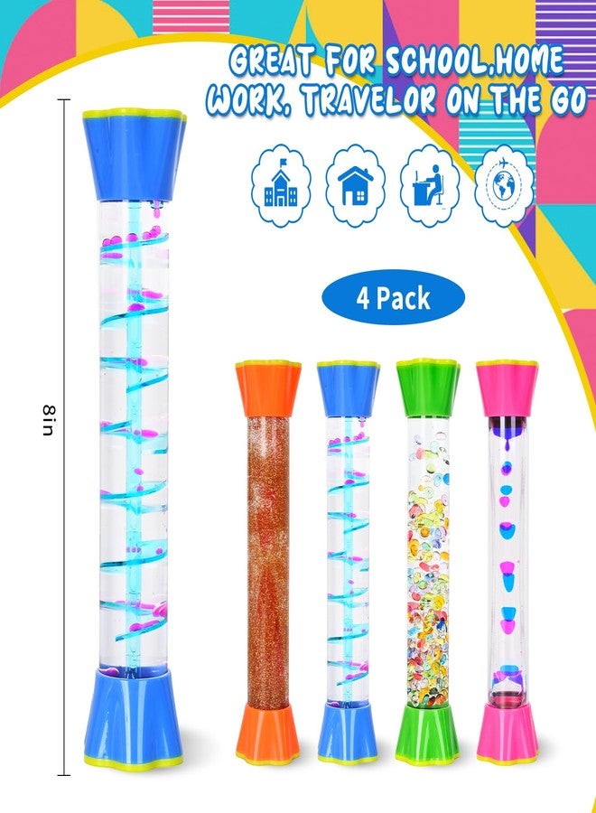 FKYTION Cool Tubes Toy Liquid Motion Bubbler 4-Pack, Colorful Sensory Toys, Classroom Learning & Time Management, Home or School Desktop Toys - Image 2